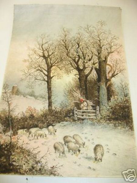 Watercolor Sheep Snow