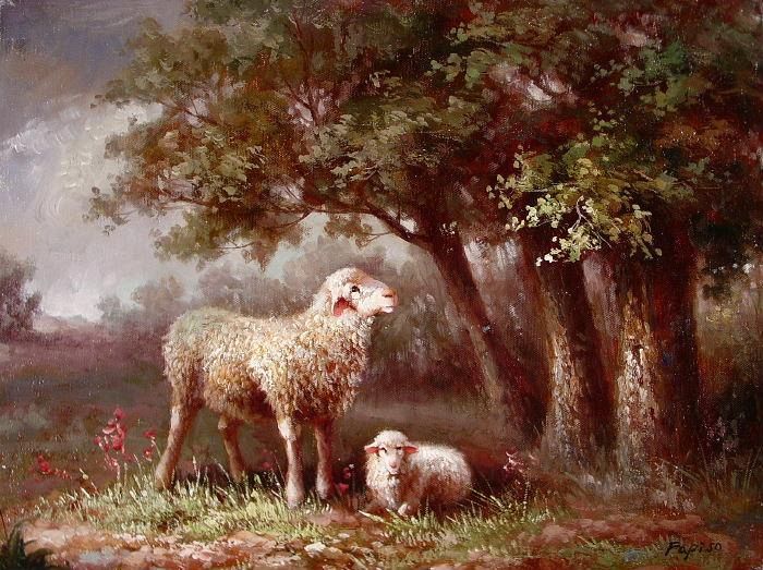 White Ewe with Lamb