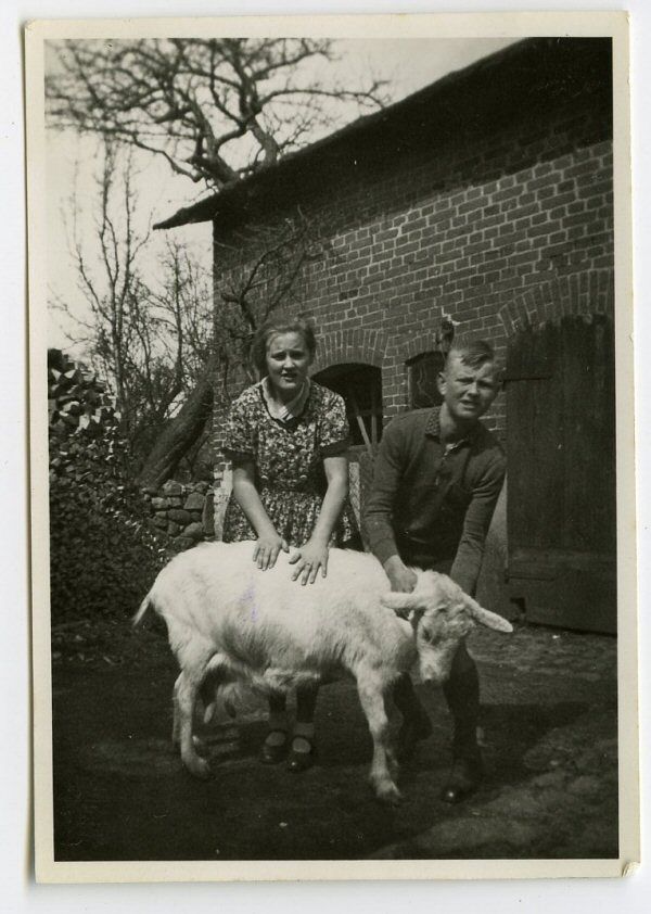 Woman and Boy with Sheep
