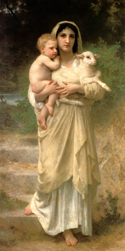 Woman Child Sheep