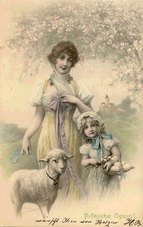Woman with Child with Eggs and Lamb