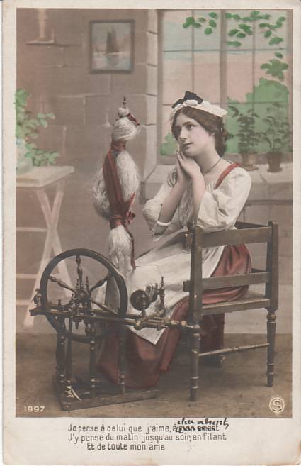 Woman with Flax Wheel