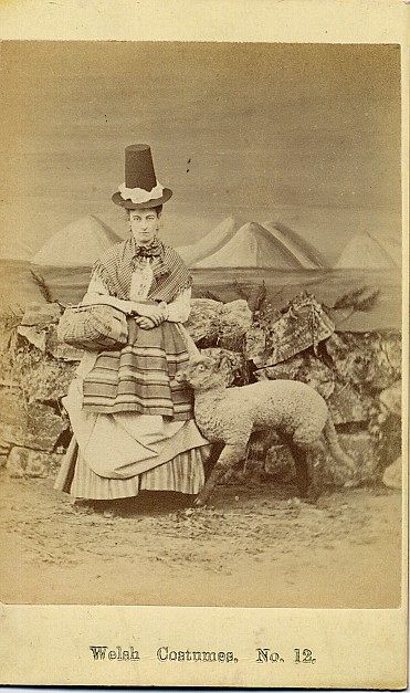 Woman with Welsh Hat and Sheep