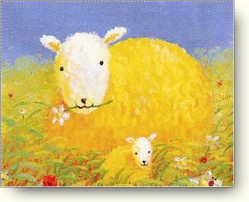 Yellow Ewe and Lamb