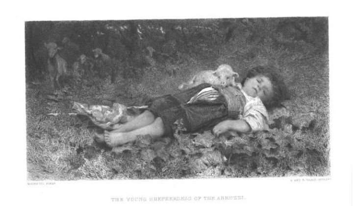Young Boy Sleeping with Lamb
