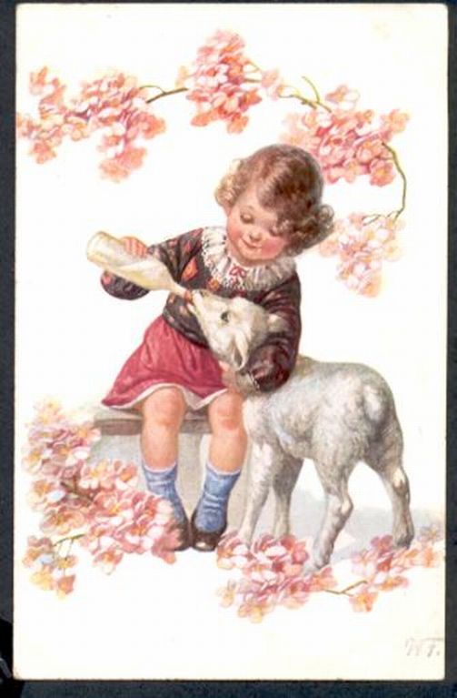 Young Girl with Bottle Lamb