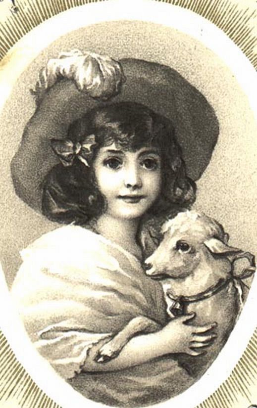 Young Girl with Pet Lamb