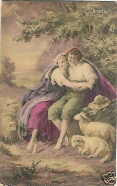 Young Shepherd Couple with Sheep