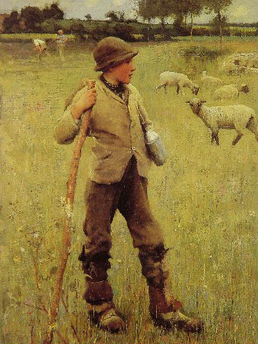 Young Shepherd with Sheep