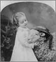 1877 Photo of Small Girl and a Sheep with a Hat