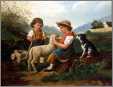 2 Children with Lamb and Dog