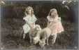 2 Little Girls with 3 Lambs