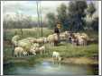 2 Young Shepherds with Sheep in Spring