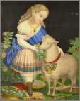 Blue Ribbon Girl with Sheep