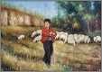 Boy in Red with Sheep
