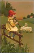 Child in Red Hat Pipes to Sheep