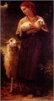 Ewe with Lamb and Shepherdess