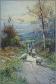F H Tyndale Watercolour Farmer and Sheep in Landscape