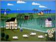 Folk Art Several Sheep Flocks in Seaside Village