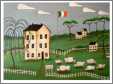 Folk Art Yellow House W Sheep