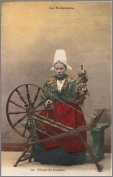 French Woman Spinning Flax