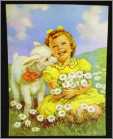 Little Girl with Lamb and Dasies