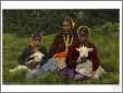 Navajo Woman with Daughters and Lambs