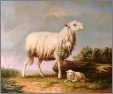 Painting of a Ewe and Her Lamb