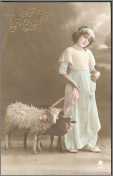 Pretty Edwardian Easter Girl Sheep 1910