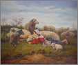 Reclining Shepherdess with Ewes and Lambs