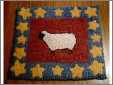 Sheep and Stars Hooked Rug