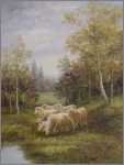 Sheep in Spring at Water