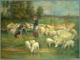 Sheep with Shepherdess and Boy with Dog