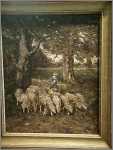 Shepherd in Woods with Sheep