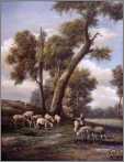 Shepherdess and Sheep Under an Old Tree