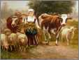 Shepherdess with Sheep and Cows