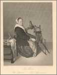 Steel Engraving Woman Spinning