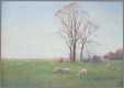 Superb Old Tonalist Watercolor with Sheep