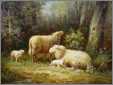Two Ewes with Lambs in the Woods