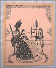 Vintage Silhouette Lady Spinning Glass Picture