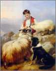 Young Boy with Ewe Lamb and Dog